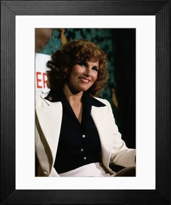 Framed Print : Raquel Welch Speaking to Reporter Framed Print : Raquel Welch Speaking to Reporter