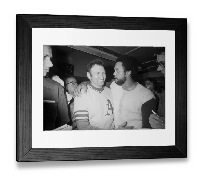 Framed Print : Reggie Jackson Embracing Alvin Dark Framed Print : Reggie Jackson Embracing Alvin Dark