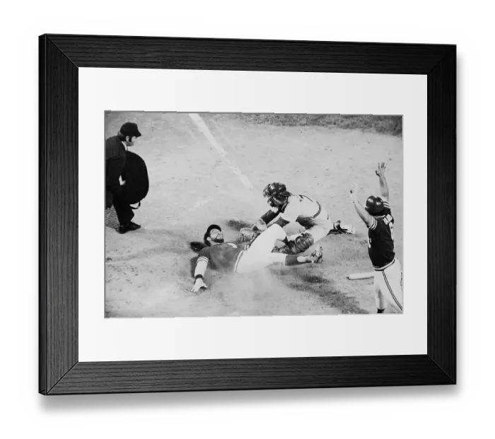 Framed Print : Reggie Jackson Safe at Plate Framed Print : Reggie Jackson Safe at Plate
