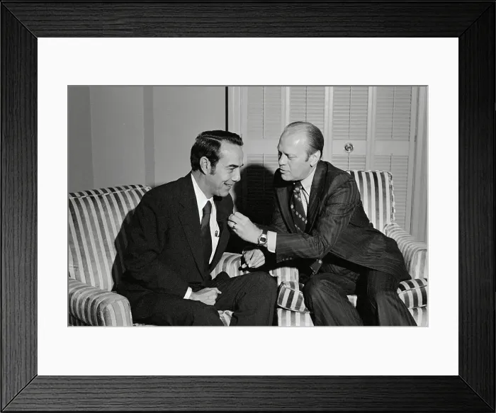 Framed Print : President Ford Pinning Button on Bob Dole Framed Print : President Ford Pinning Button on Bob Dole