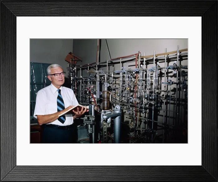 Framed Print : Dr Paul Flory Working in Laboratory Framed Print : Dr Paul Flory Working in Laboratory