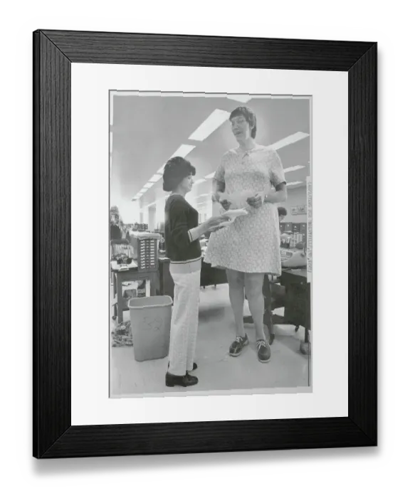 Framed Print : Sandra Allen Talking to a Coworker Framed Print : Sandra Allen Talking to a Coworker
