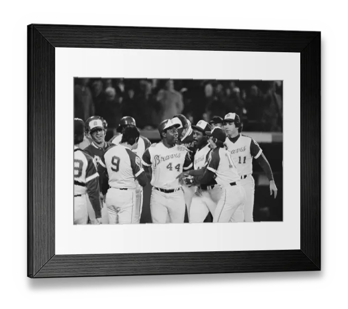 Framed Print : Teammates Surround Hank Aaron After Home Run Record Framed Print : Teammates Surround Hank Aaron After Home Run Record