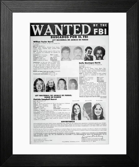Framed Print : FBI Poster Depicting Symbionese Liberation Army Suspects Framed Print : FBI Poster Depicting Symbionese Liberation Army Suspects