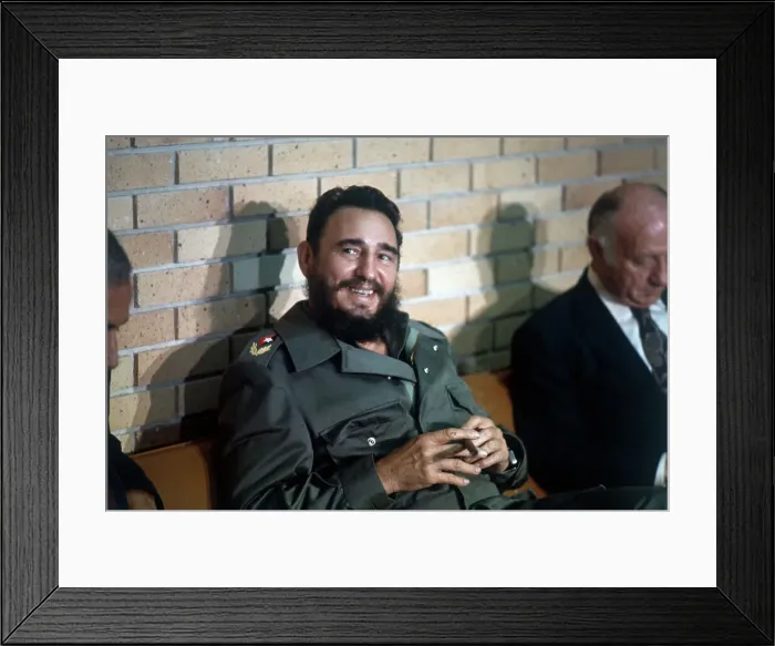 Framed Print : Fidel Castro Smiling and With Cigar in Hand Framed Print : Fidel Castro Smiling and With Cigar in Hand