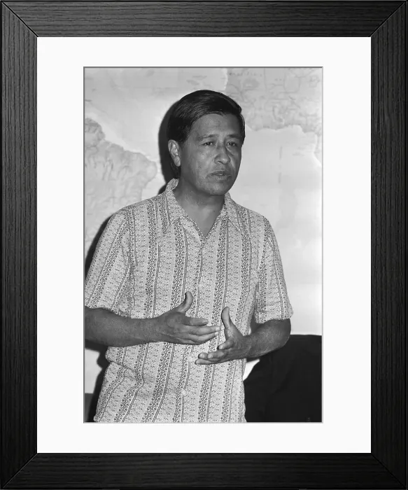 Framed Print : Labor Leader Cesar Chavez Speaks to Ranking Clergy