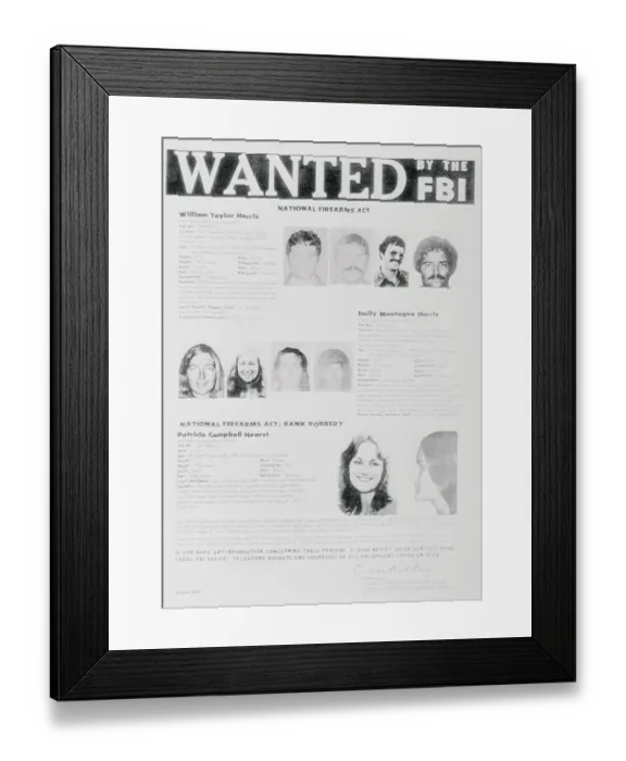 Framed Print : FBI Poster of Patty Hearst and Peer Suspects Framed Print : FBI Poster of Patty Hearst and Peer Suspects
