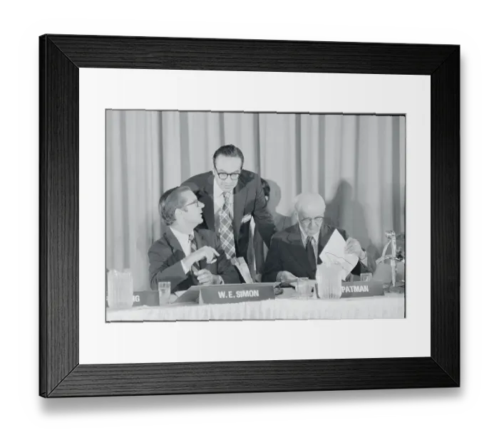 Framed Print : William Simon and Alan Greenspan Conversing