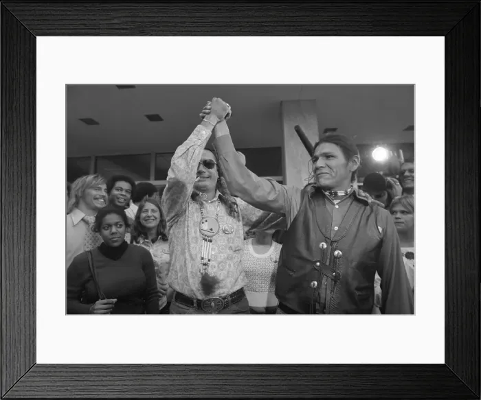 Framed Print : Russell Means and Dennis Banks Celebrate Dismissed Charges Framed Print : Russell Means and Dennis Banks Celebrate Dismissed Charges