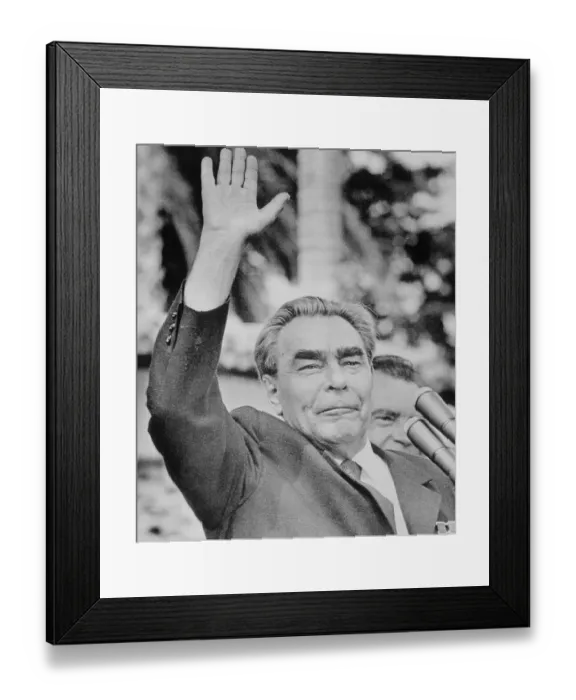 Framed Print : Russian Leader Leonid Brezhnev Waving to Supporters Framed Print : Russian Leader Leonid Brezhnev Waving to Supporters