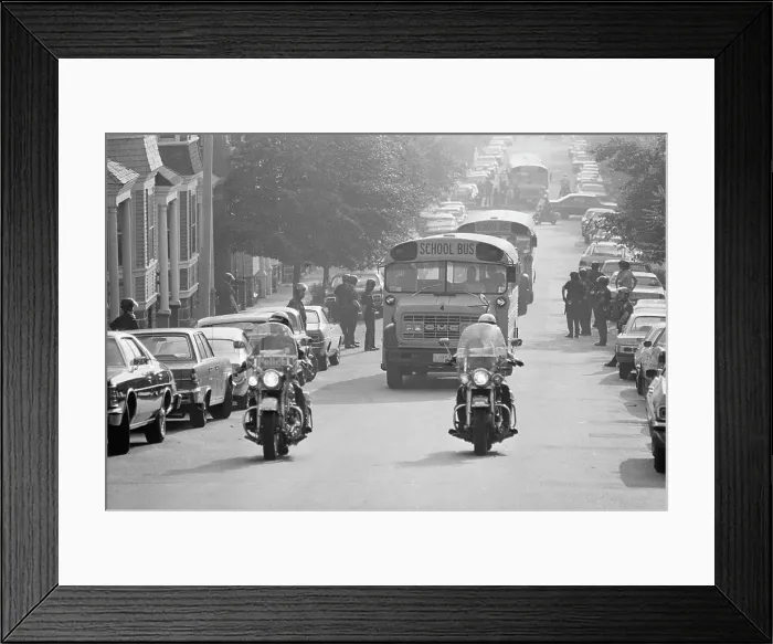 Framed Print : Motorcycle Police Escort School Bus Framed Print : Motorcycle Police Escort School Bus