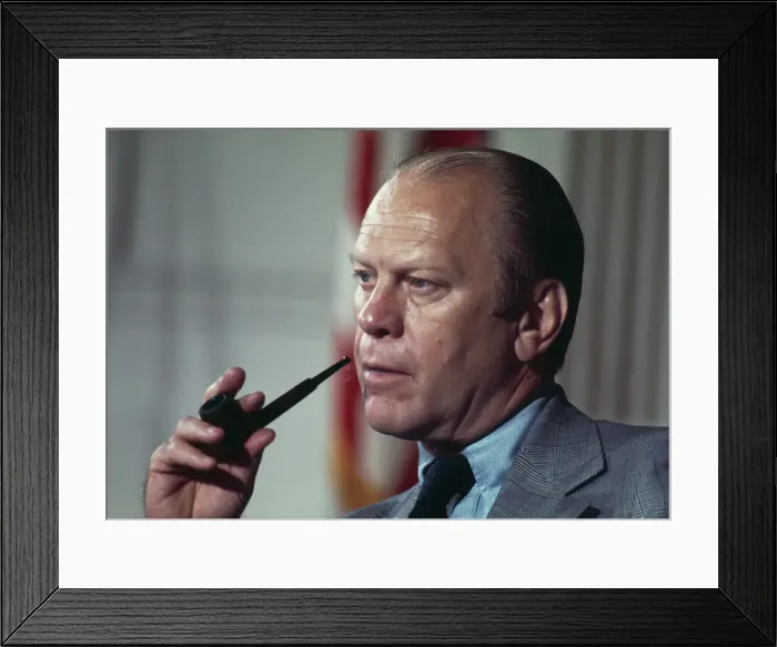 Framed Print : President Ford Smoking A Pipe Framed Print : President Ford Smoking A Pipe