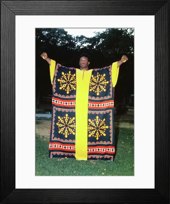 Framed Print : George Foreman Displaying African Robe