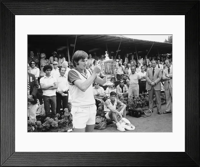 Framed Print : Tennis Champion Jimmy Connors Holds Trophy Framed Print : Tennis Champion Jimmy Connors Holds Trophy