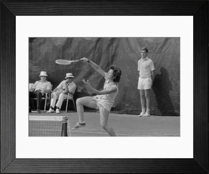 Framed Print : Billie Jean King with Arms and Legs in Motion During Match Framed Print : Billie Jean King with Arms and Legs in Motion During Match