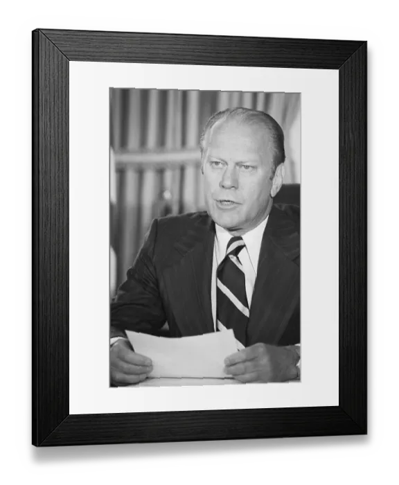 Framed Print : President Gerald Ford Issuing Nixon's Pardon Framed Print : President Gerald Ford Issuing Nixon's Pardon
