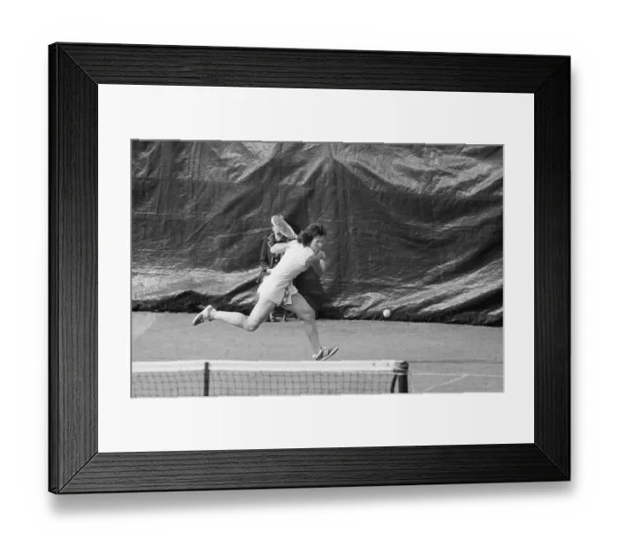 Framed Print : Billie Jean King Running to Ball Framed Print : Billie Jean King Running to Ball