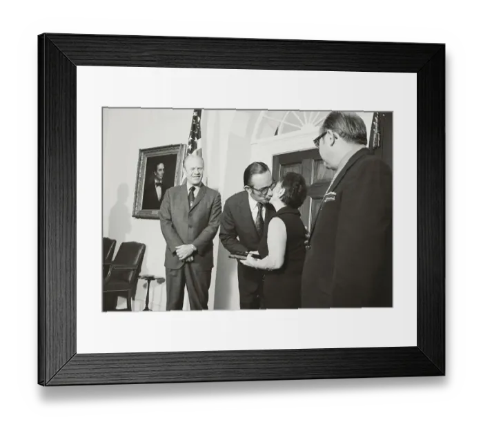 Framed Print : Alan Greenspan Kissing His Mother Framed Print : Alan Greenspan Kissing His Mother