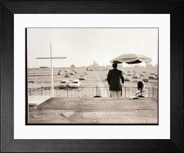 Framed Print : Drive-In Church Service Framed Print : Drive-In Church Service