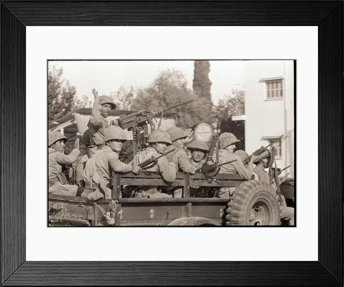 Framed Print : Armed Turkish Troops Wave and Smile Framed Print : Armed Turkish Troops Wave and Smile
