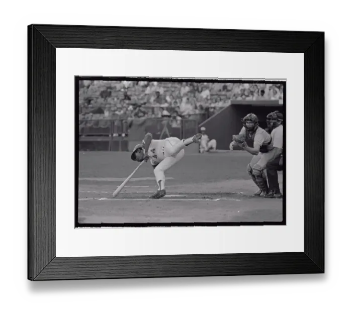 Framed Print : Hank Aaron Escaping a Strong Pitch Framed Print : Hank Aaron Escaping a Strong Pitch