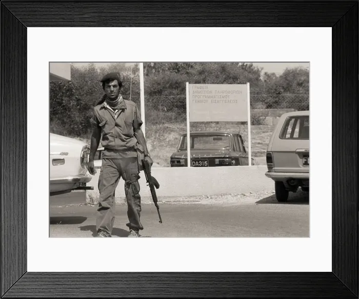 Framed Print : Greek Cypriot Soldier Armed With Ak-47