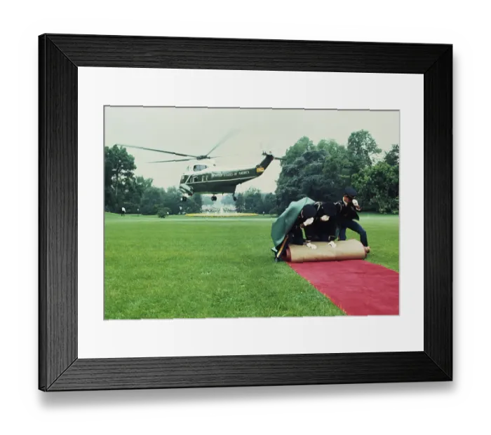 Framed Print : Nixon Leaving In Helicopter Framed Print : Nixon Leaving In Helicopter