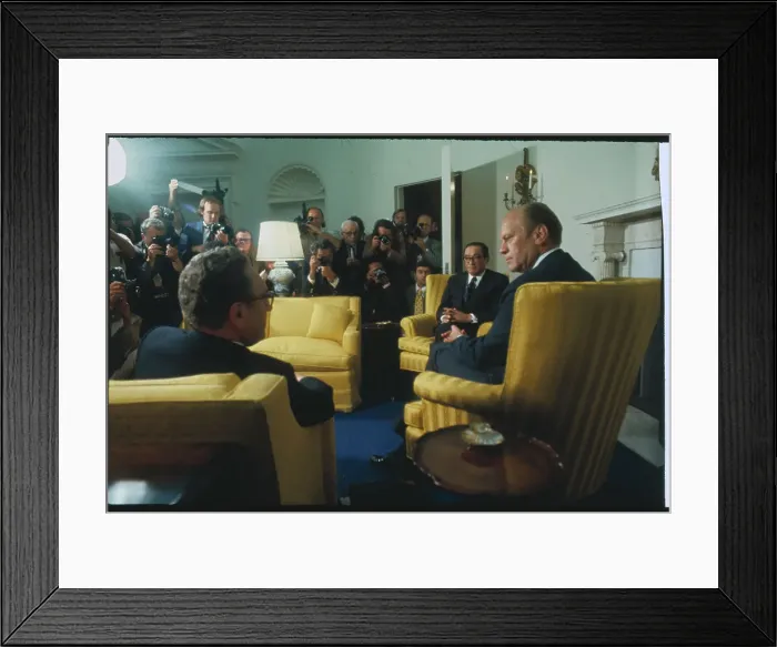 Framed Print : Gerald Ford Meeting with Takeshi Yasukawa