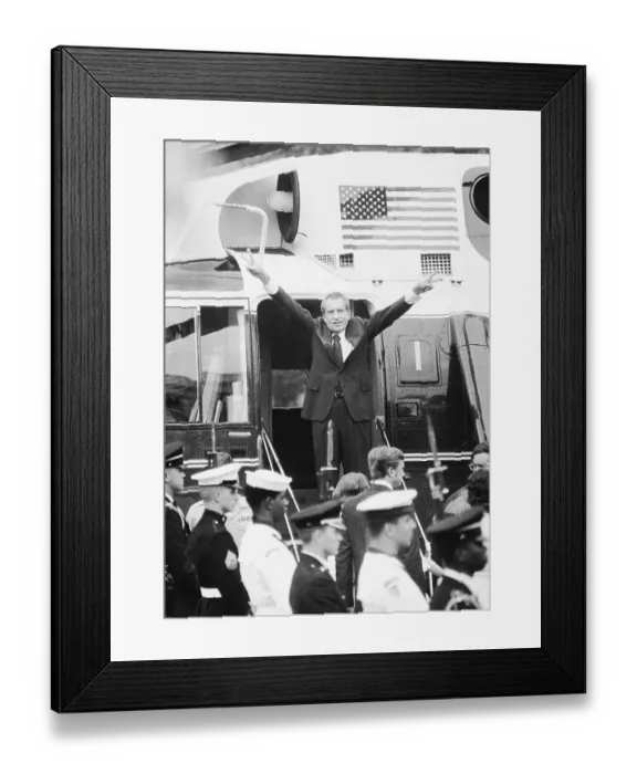 Framed Print : Nixon Waves to Staff Framed Print : Nixon Waves to Staff