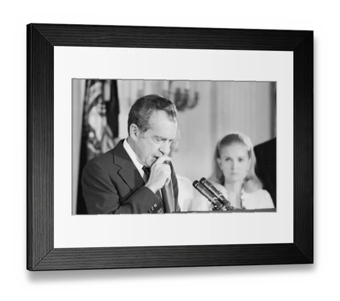 Framed Print : Nixon Biding Giving Farewell Speech