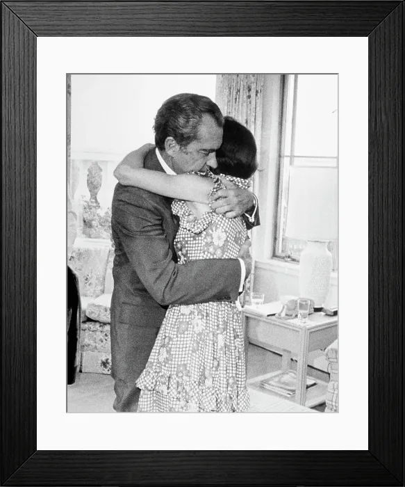 Framed Print : Richard Nixon Hugging His Daughter Julie Framed Print : Richard Nixon Hugging His Daughter Julie