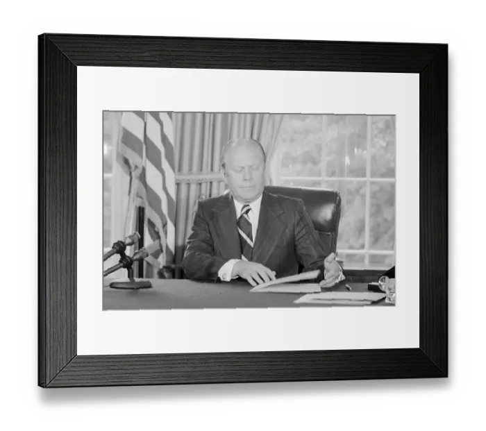Framed Print : President Gerald Ford Sigining Pardon for Nixon Framed Print : President Gerald Ford Sigining Pardon for Nixon