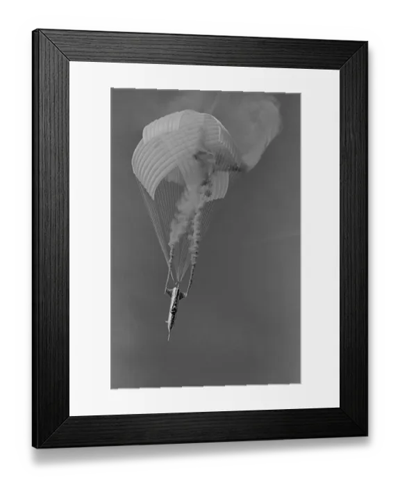 Framed Print : Evel Knievel Flying Rocket with Parachute Framed Print : Evel Knievel Flying Rocket with Parachute