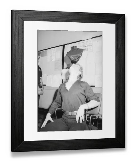 Framed Print : Philippe Petit Balancing Policeman's Hat on Nose Framed Print : Philippe Petit Balancing Policeman's Hat on Nose