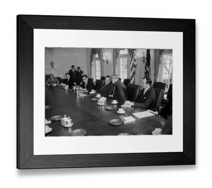 Framed Print : Richard Nixon Conferring with James Schlesinger Framed Print : Richard Nixon Conferring with James Schlesinger