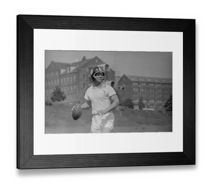 Framed Print : Terry Bradshaw Holding Football on Field During Pittsburgh Strike Framed Print : Terry Bradshaw Holding Football on Field During Pittsburgh Strike