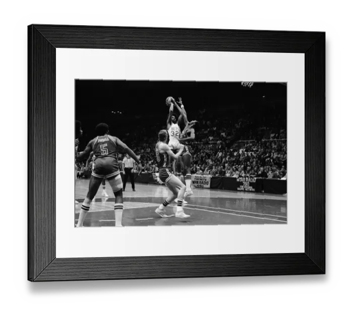 Framed Print : Julius Erving Leaping Before Shooting Basket