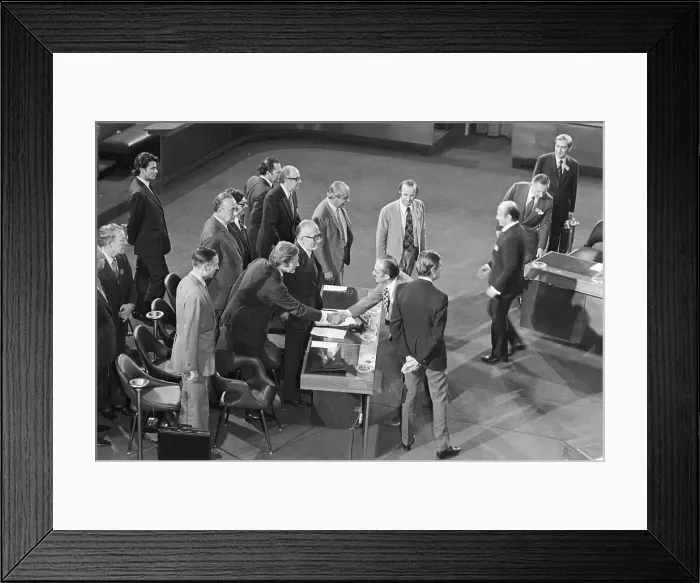 Framed Print : Turan Gunes Handshake with Greek Delegate Framed Print : Turan Gunes Handshake with Greek Delegate