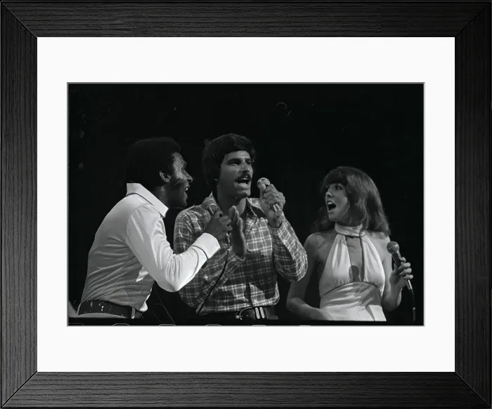 Framed Print : Mark Spitz Singing with Man and Woman Framed Print : Mark Spitz Singing with Man and Woman