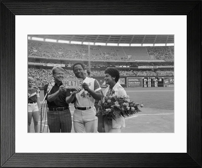 Framed Print : Hank Aaron with Wife and Governor Jimmy Carter