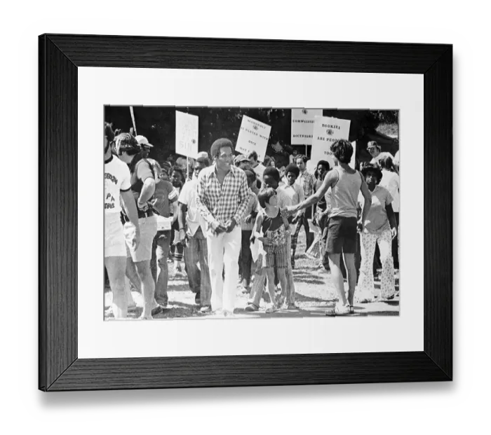 Framed Print : O.J. Simpson Amongst People Picketing for NFL Players