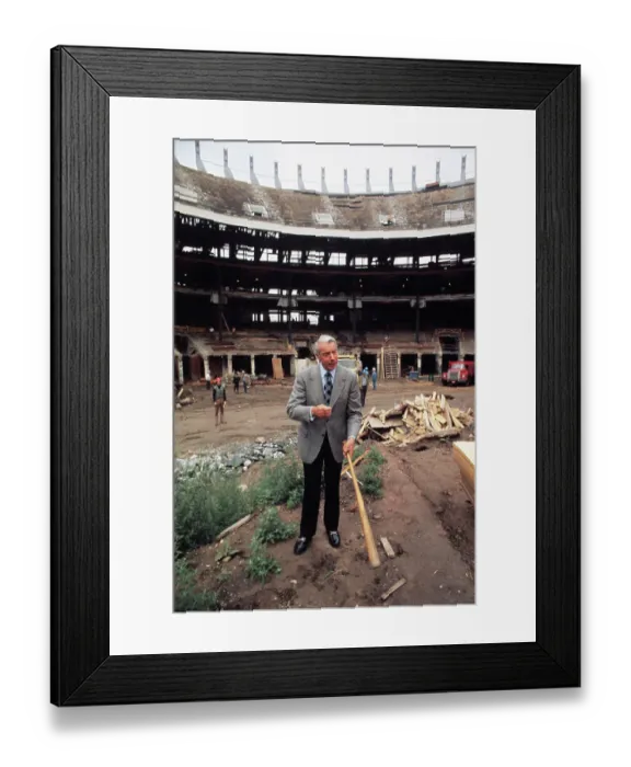 Framed Print : Joe DiMaggio in Yankee Stadium as it Undergoes a Face-lifting Framed Print : Joe DiMaggio in Yankee Stadium as it Undergoes a Face-lifting