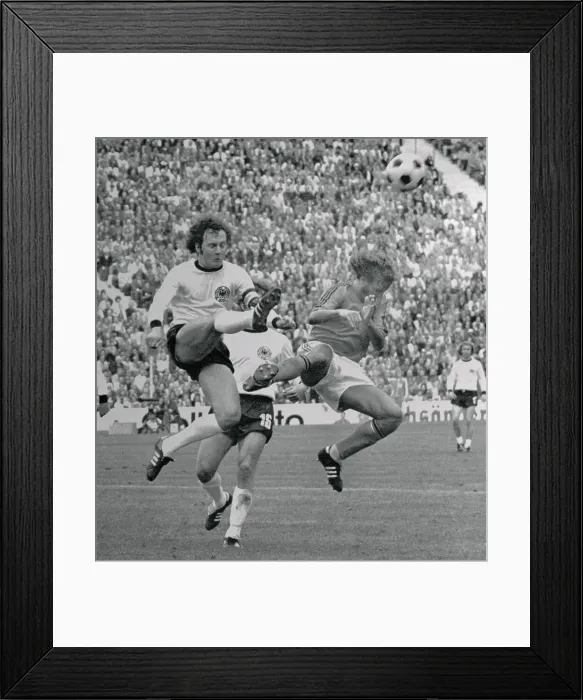 Framed Print : Franz Beckenbauer Kicking a Soccer Ball Framed Print : Franz Beckenbauer Kicking a Soccer Ball