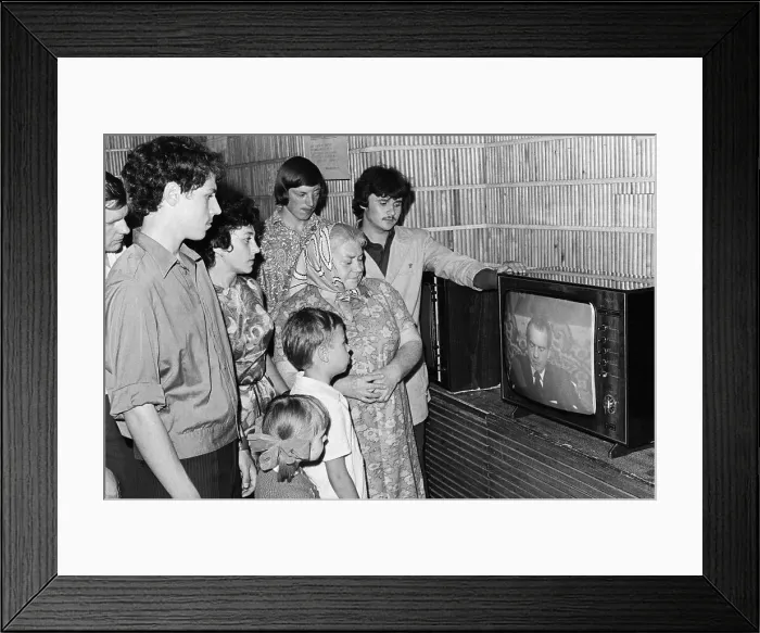 Framed Print : Group Of Russians Watching Nixon On Tv Framed Print : Group Of Russians Watching Nixon On Tv