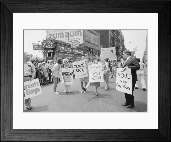 Framed Print : Gay Pride Demonstrators With Signs Framed Print : Gay Pride Demonstrators With Signs