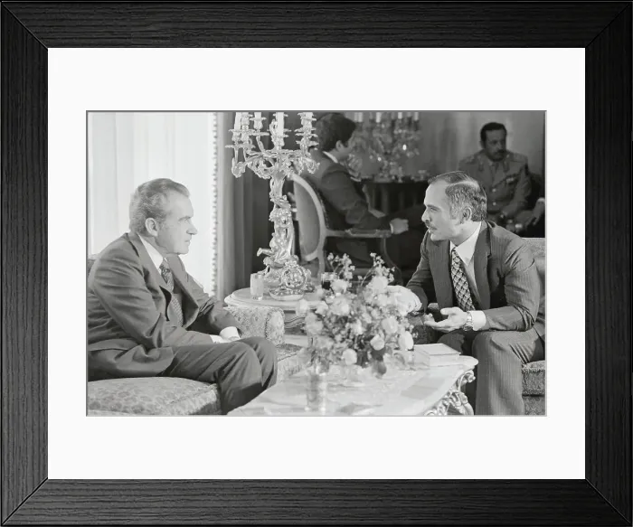 Framed Print : King Hussein and Richard Nixon Sitting together Framed Print : King Hussein and Richard Nixon Sitting together