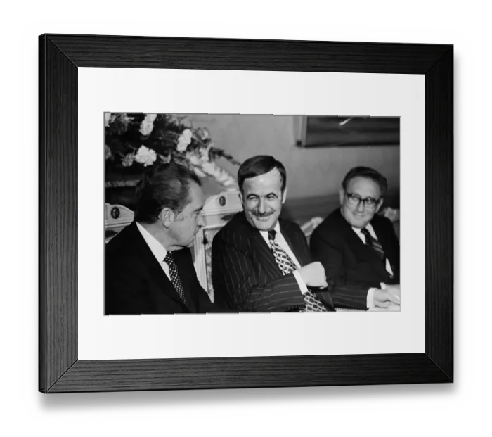 Framed Print : Haffiz El Assad Conversing with Richard Nixon and Henry Kissinger