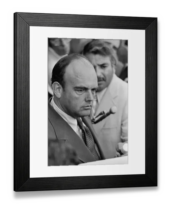 Framed Print : John D. Ehrlichman Faces Newsmen Framed Print : John D. Ehrlichman Faces Newsmen