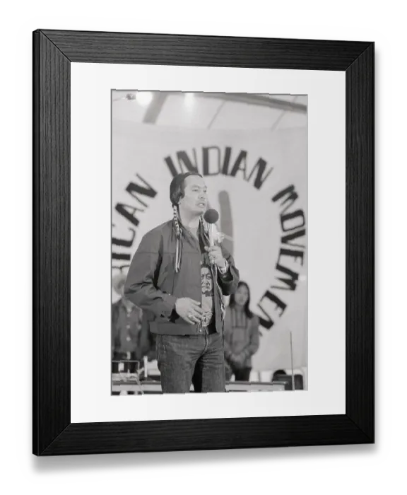 Framed Print : Portrait of AIM Leader Russell Means Framed Print : Portrait of AIM Leader Russell Means