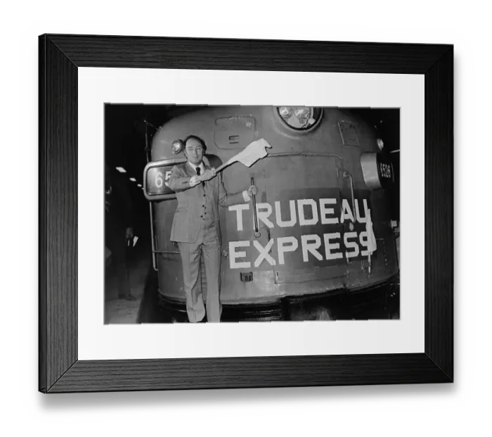 Framed Print : Pierre Elliott Trudeau Waving Flag Framed Print : Pierre Elliott Trudeau Waving Flag